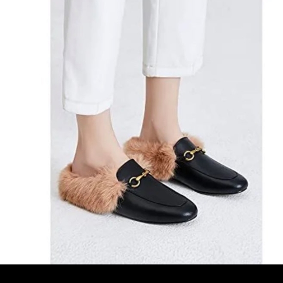 fur slide mules